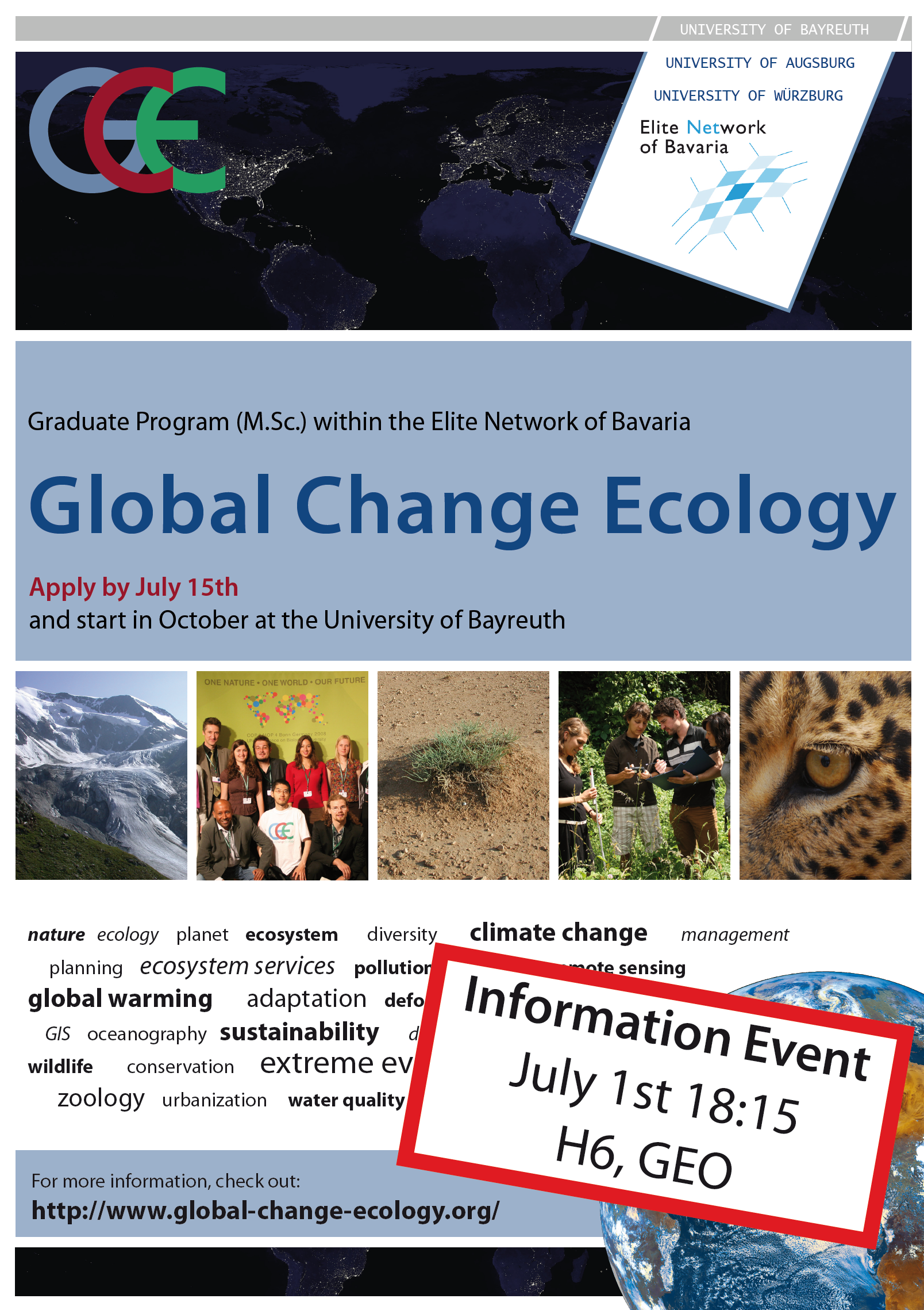 Application Deadline for Global Change Ecology (M.Sc.)