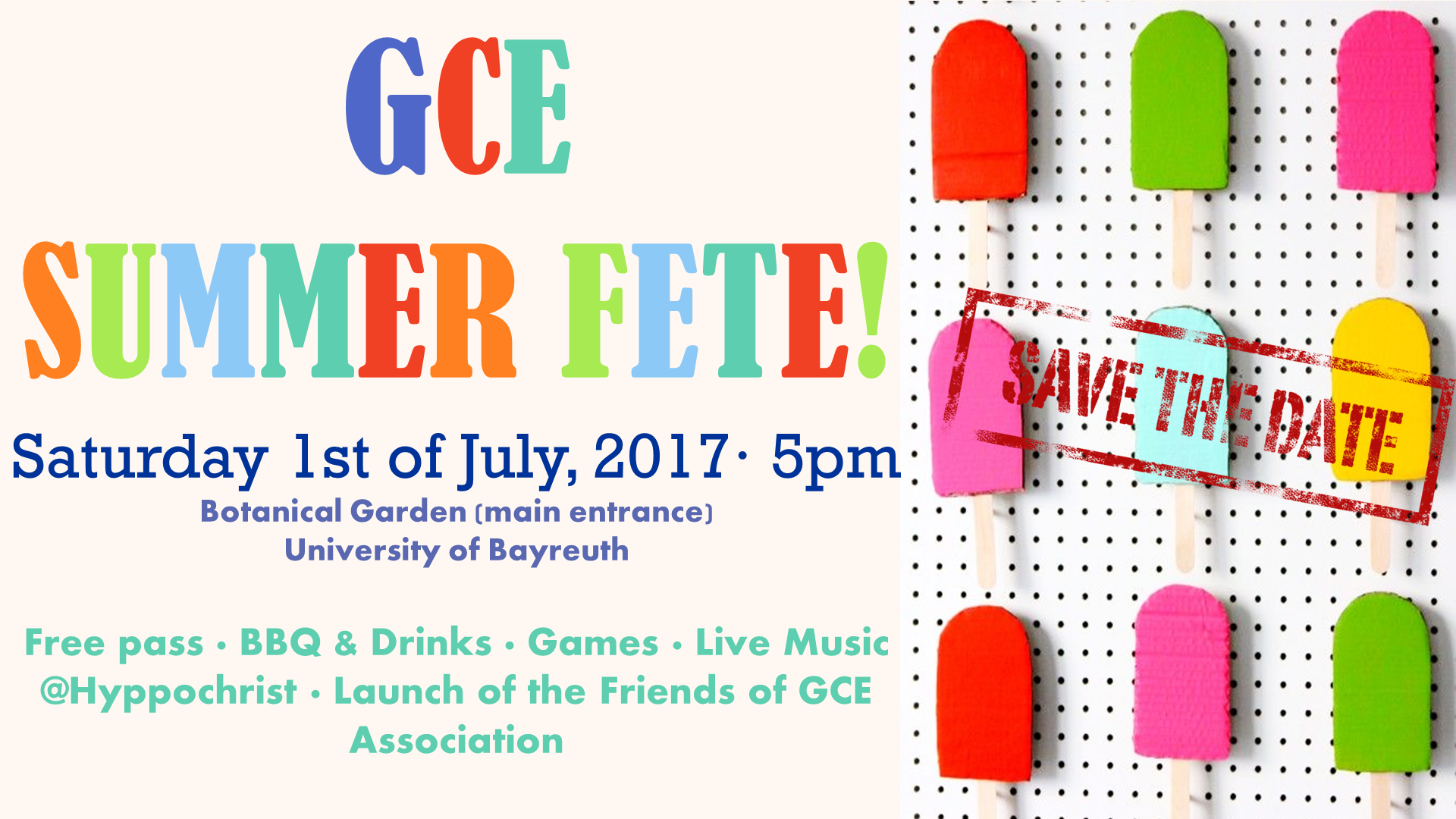 GCE Summer Fête 2017 - Save the Date!