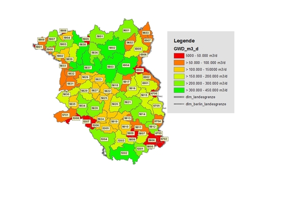 Bilanzierung des Grundwasserdargebots (GWD) in Brandenburg