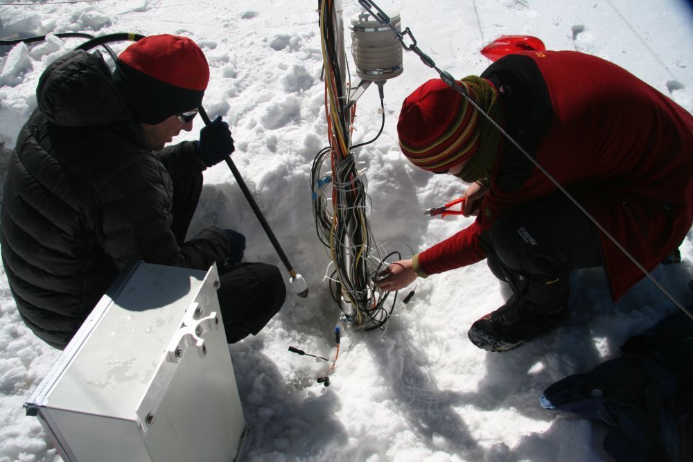 Tobias Sauter and Eva Huintjes de-icing the cables_zhadong