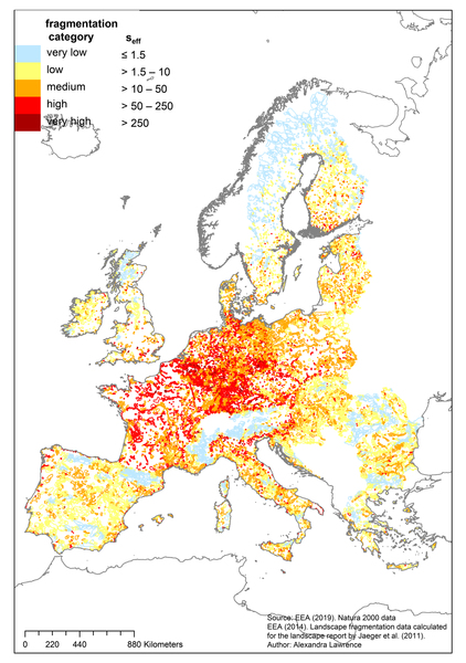 Fragmentation in the vicinity of Natura 2000 protected areas
