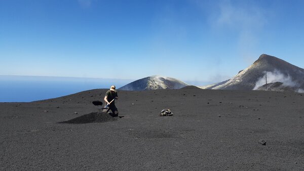 Ash depth measurements 4 months after the volcanic eruption